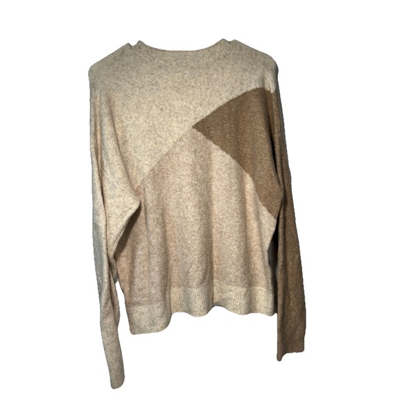 J Crew Colorblock Crewneck Wool‎ Blend Sweater Extra-soft Yarn tan women's Large - Picture 2 of 7
